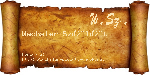 Wachsler Szólát névjegykártya